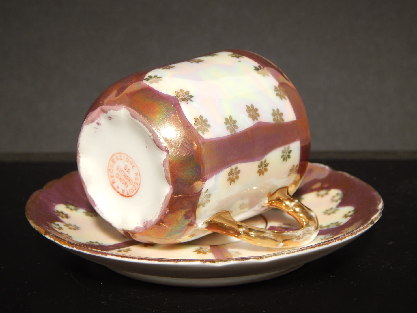 ANTICA LIBERTY PREZIOSA TAZZINA PORCELLANA GINORI 1896-1910 DECORO A LUSTRO