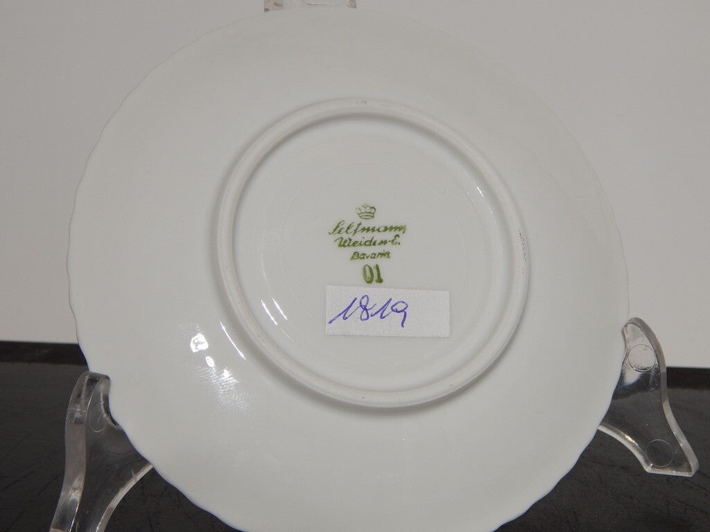 ANTICA TAZZINA CAFFÈ PORCELLANA BIANCA DECORO FLOREALE BAVARIA SELTMANN WEIDEN