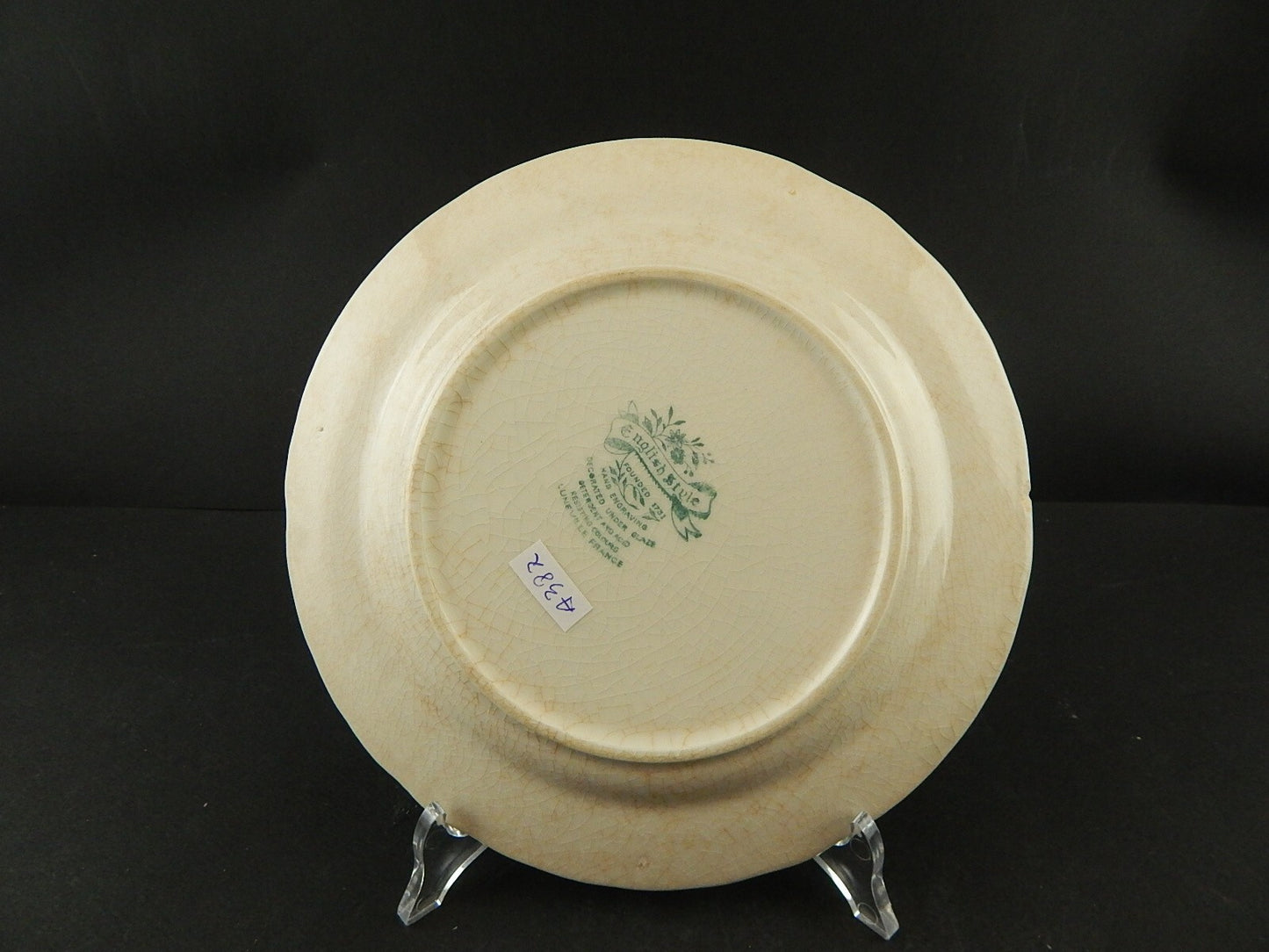 ANTICO PIATTO CERAMICA MAIOLICA LUNEVILLE ENGLISH STYLE BIANCO E ROSSO A387