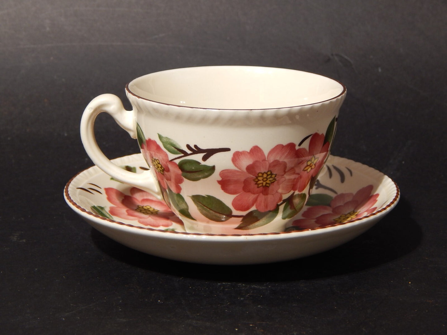 RETRO' RARA TAZZA TE' CERAMICA POTTERY WOOD&SONS DISEGNO "IRISH ROSE"