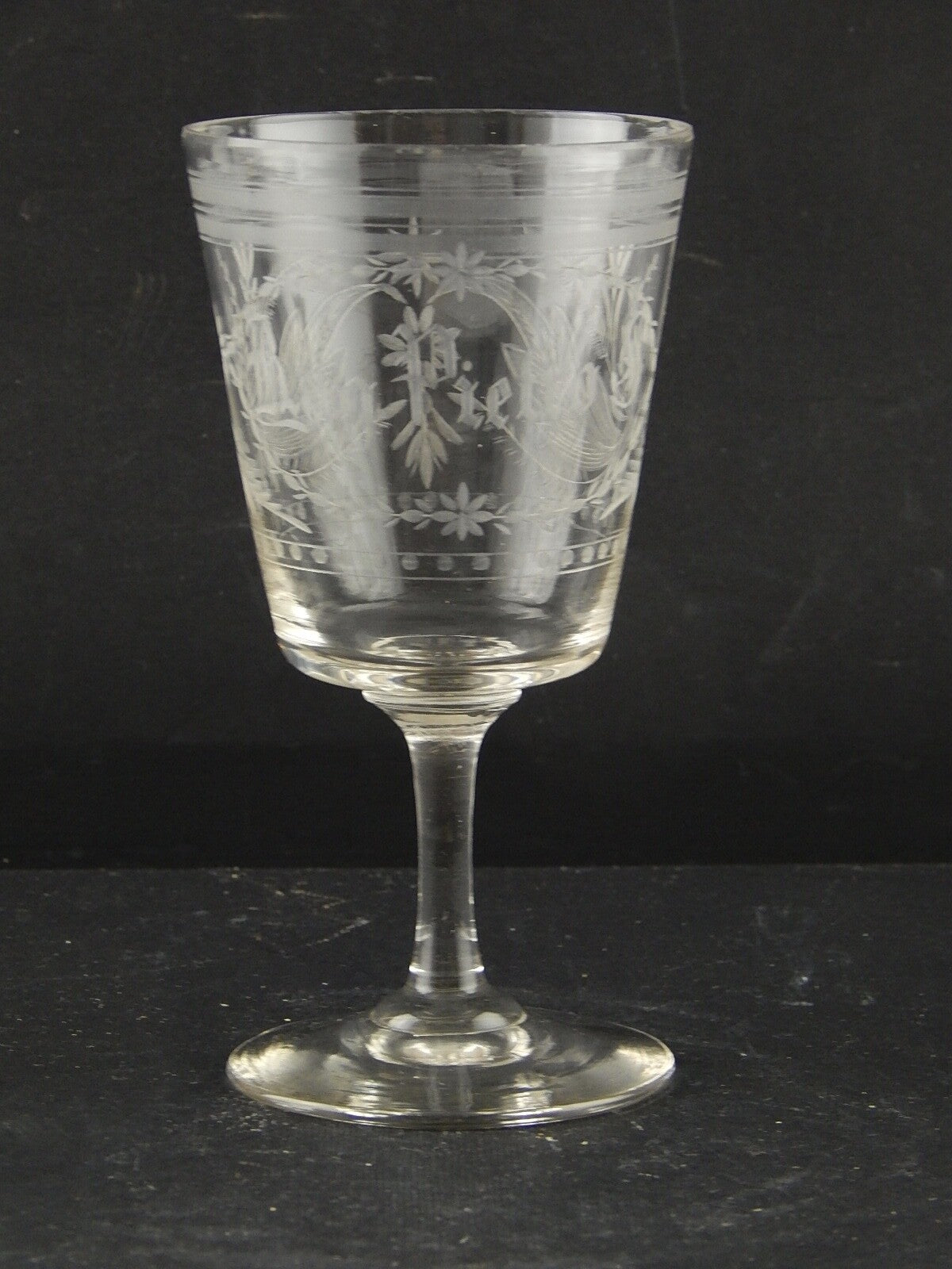 ANTICO 1800 COLLEZIONE CALICE CRISTALLO INCISO ALL'ACIDO RAGIONIER PIETRO