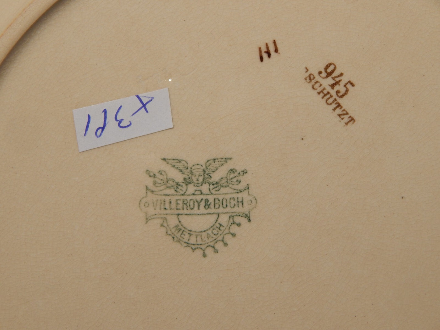 ANTICO RARO PIATTO CERAMICA VILLEROY&BOCH METTLACH DI FINE 1800 CM 23