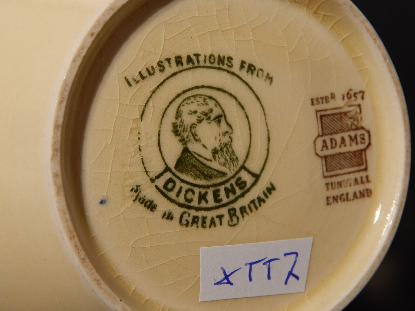 ANTICA BROCCA CARAFFA CERAMICA INGLESE ADAMS TUNSTALL ILLUSTRAZIONI DA DICKENS