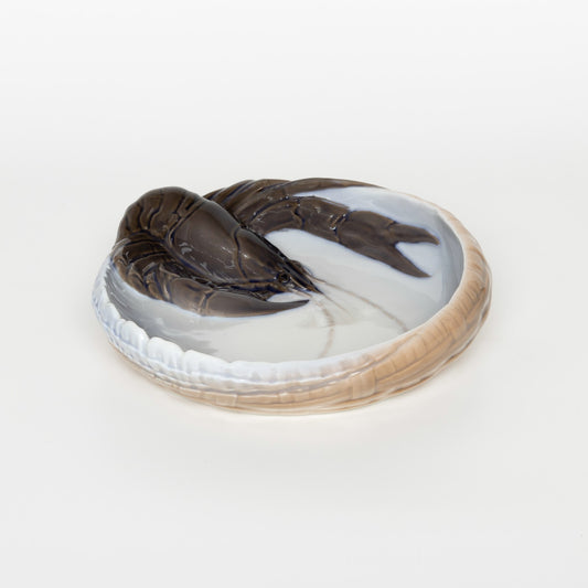 PIATTO PORCELLANA ROYAL COPENHAGEN PER SERVIRE FRUTTI DI MARE CON GAMBERO CM 17