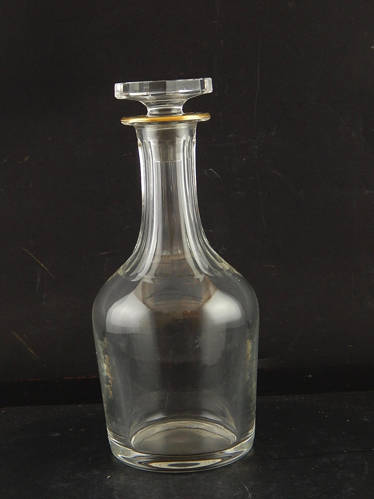 VAL ST LAMBERT FIRMATA ANTICA CARAFFA BOTTIGLIA CRISTALLO MOLATO PROFILO ORO