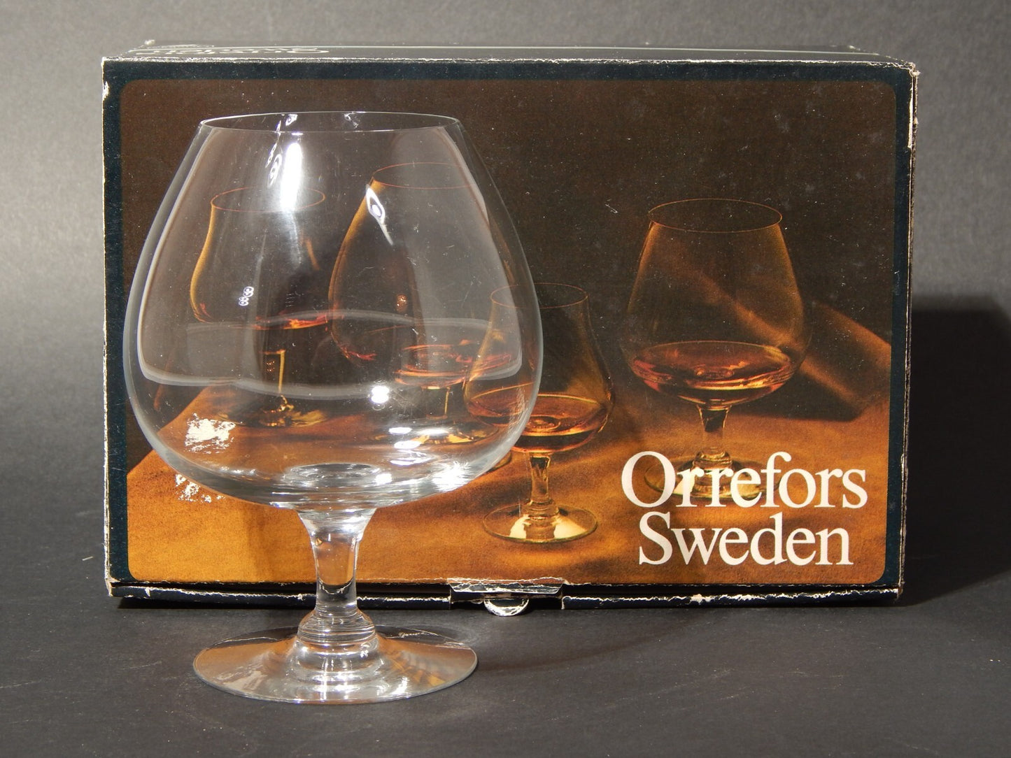 VINTAGE COPPIA BICCHIERI CALICI COGNAC CRISTALLO ORREFORS DISEGN EDWARD HALD