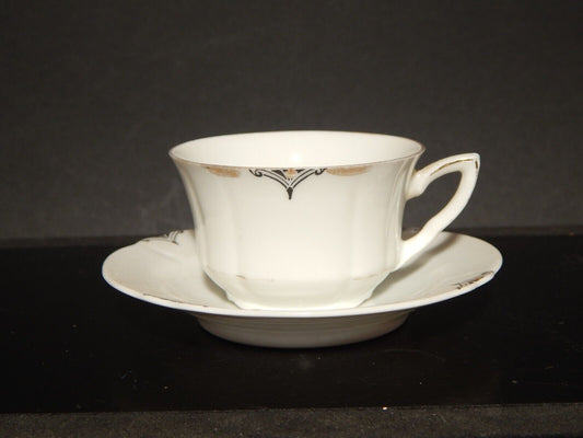 ANTICA TAZZINA CAFFE' PORCELLANA BIANCA E ARGENTO WINTERLING BAVARIA #1287