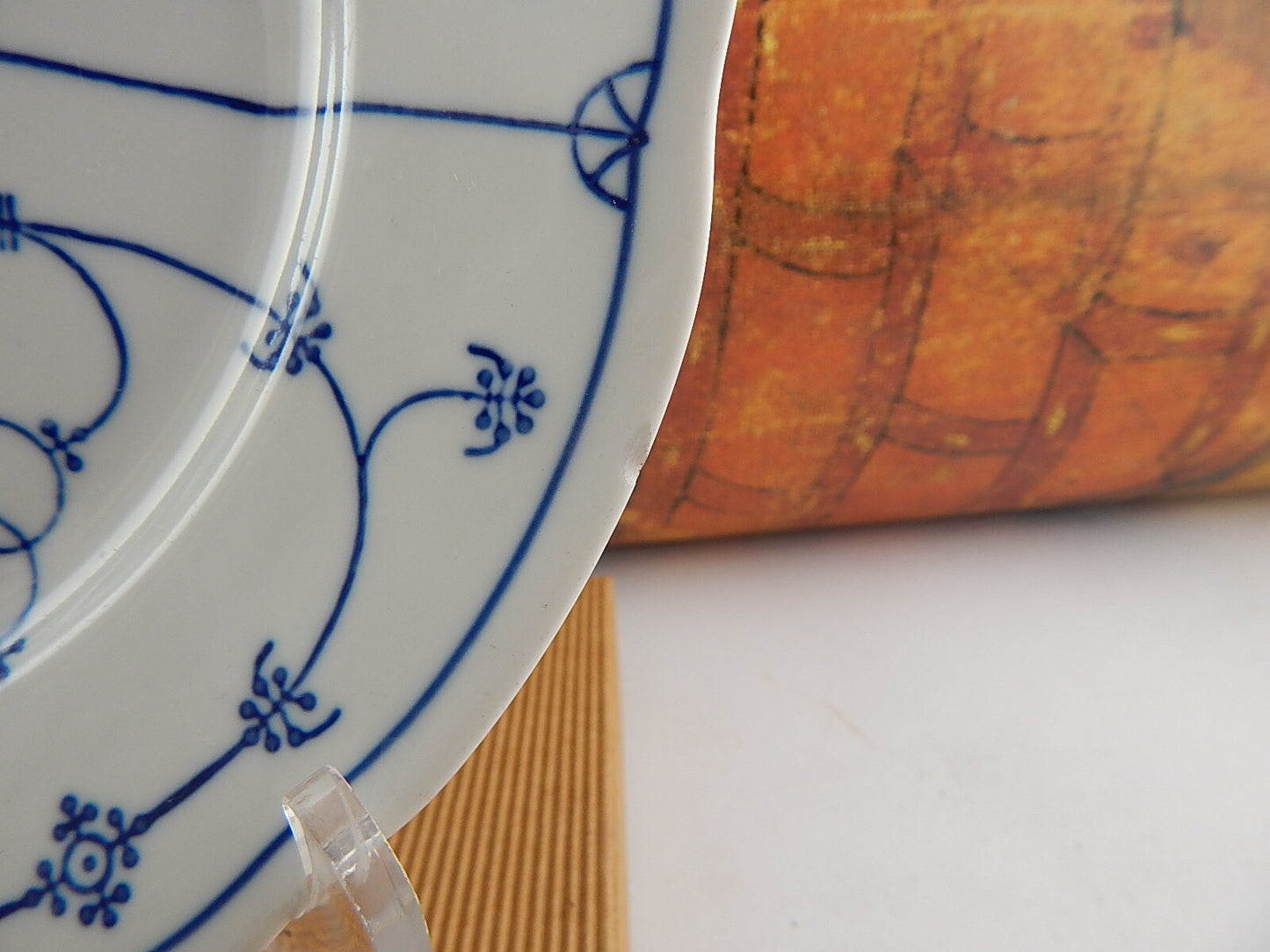 ANTICO RARO PIATTO PIANO PORCELLANA BLUE FLUTED WINTERLING BAVARIA DIFETTO #