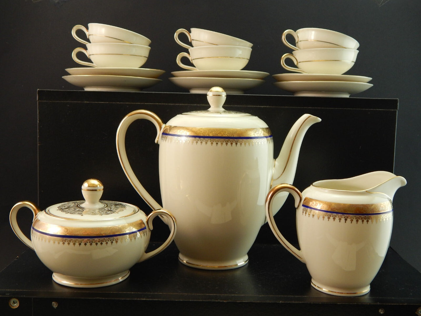 ANTICO SERVIZIO CAFFE' PORCELLANA VOHENSTRAUSS BAVARIA MODELLO IMPERO