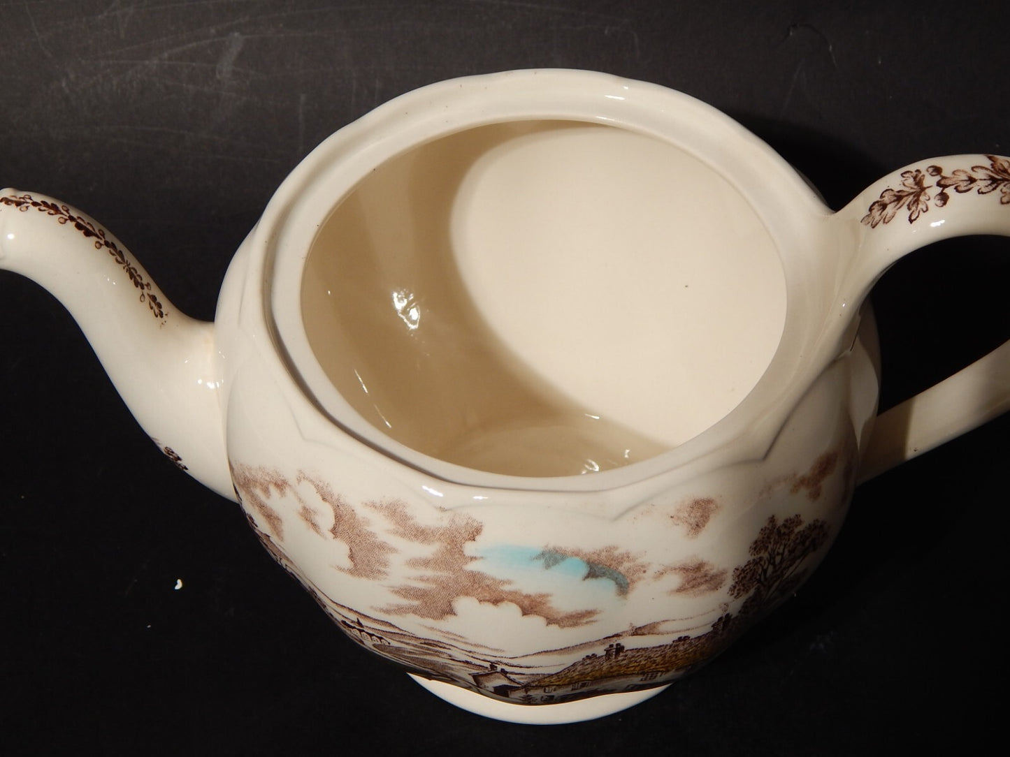 VINTAGE RARA TEIERA CERAMICA W. H. GRINDLEY STAMPA A MANO QUIET DAY