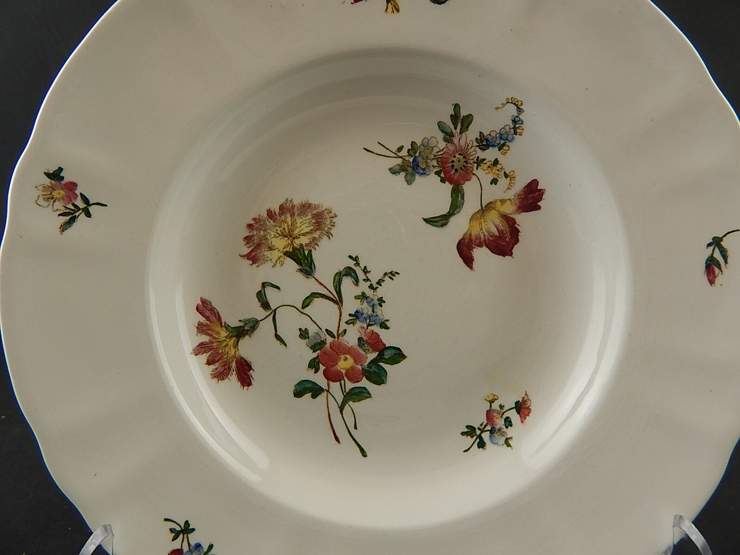 ANTICO 1800 RARISSIMO PIATTO FONDO CERAMICA RICHARD MILANO DECORO DRESDEN A129