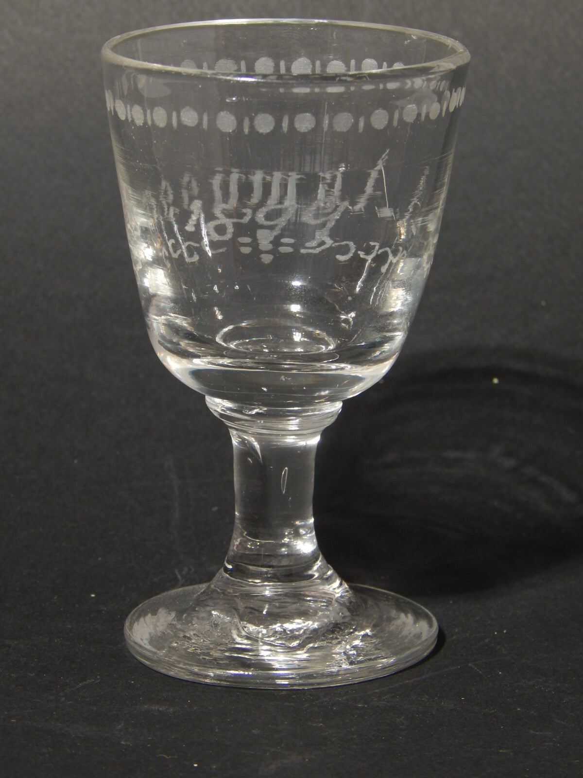 ANTICO COLLEZIONE CALICE CRISTALLO INCISO RECA DATA E NOME 1899 ASMUSSEN