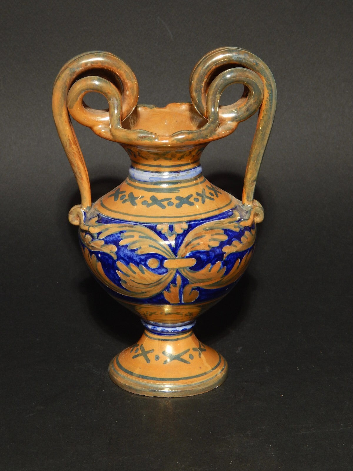 VINTAGE VASO MAIOLICA LA VINCENZINA CERAMICA A LUSTRO FATTO A MANO GUALDO TADINO