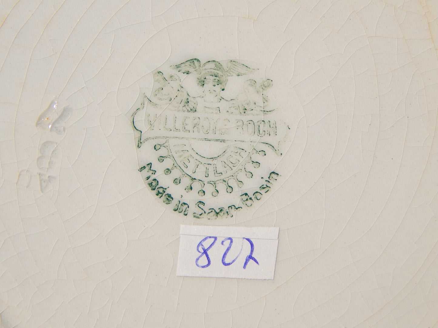 ANTICO ART DECO PIATTO FONDO VILLEROY&BOCH PORCELLANA BIANCA FIORI BLU