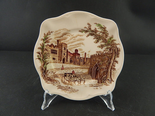 ANTICO PIATTO SEMI PORCELLANA STAMPA A MANO HADDON HALL JOHNSONS BROS DIFETTO