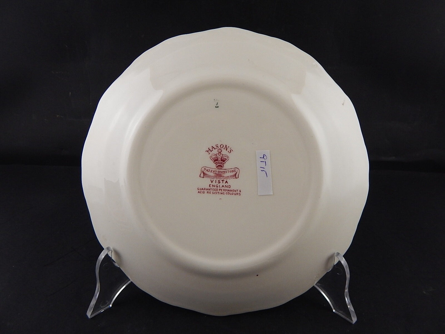 ANTICO PIATTO CERAMICA INGLESE MASON’S DECORO VISTA BIANCO ROSSO CM 23