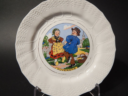 ANTICO PIATTO DECORATIVO CERAMICA SARREGUEMINES AUVERGNE PRIMA META' 900