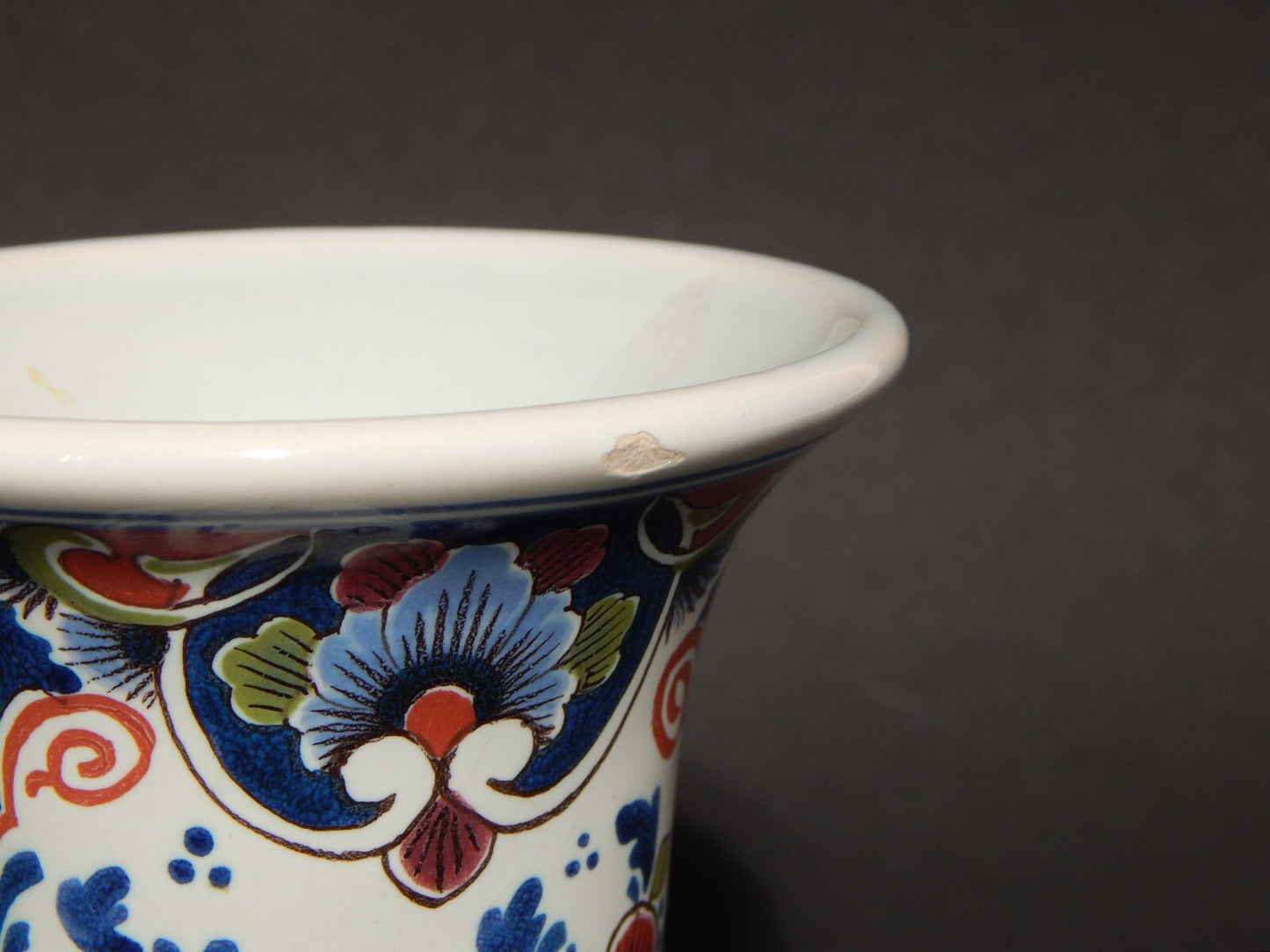 VINTAGE VASO IN CERAMICA POLICROMA COLLEZIONE OUD DELFT DIPINTO A MANO