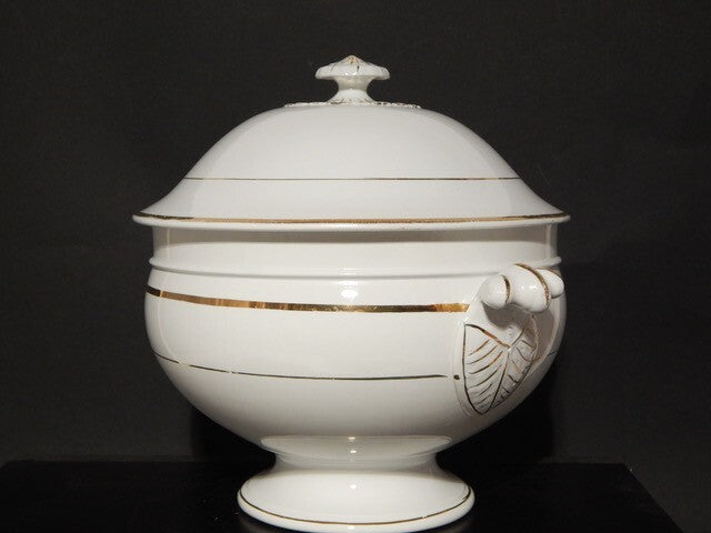 ANTICA RARA ZUPPIERA CERAMICA RICHARD MILANO FINE 800 BIANCO E ORO STILE IMPERO