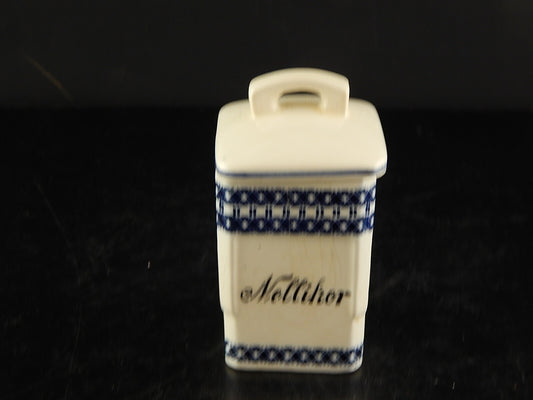 ANTICO BARATTOLO SPEZIE CERAMICA CUCINA ART DECO PRIMO 900 BIANCO BLU