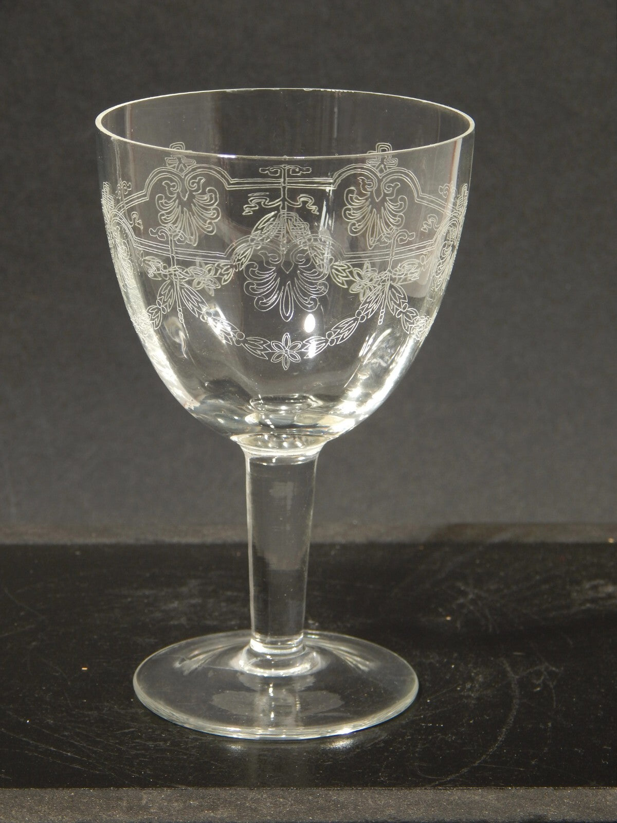 ANTICO LIBERTY PREZIOSO SET 6 CALICI IN CRISTALLO BOEMIA GHIRLANDA INCISA