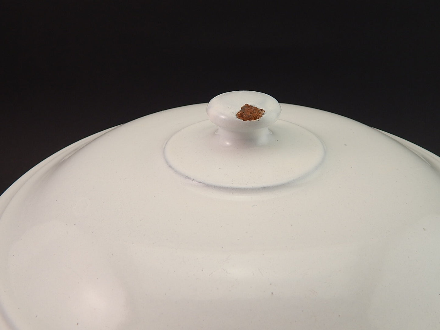 ANTICA RARA ZUPPIERA LATTA SMALTATA PORCELLANATA BIANCA MARCA DUE LEONI