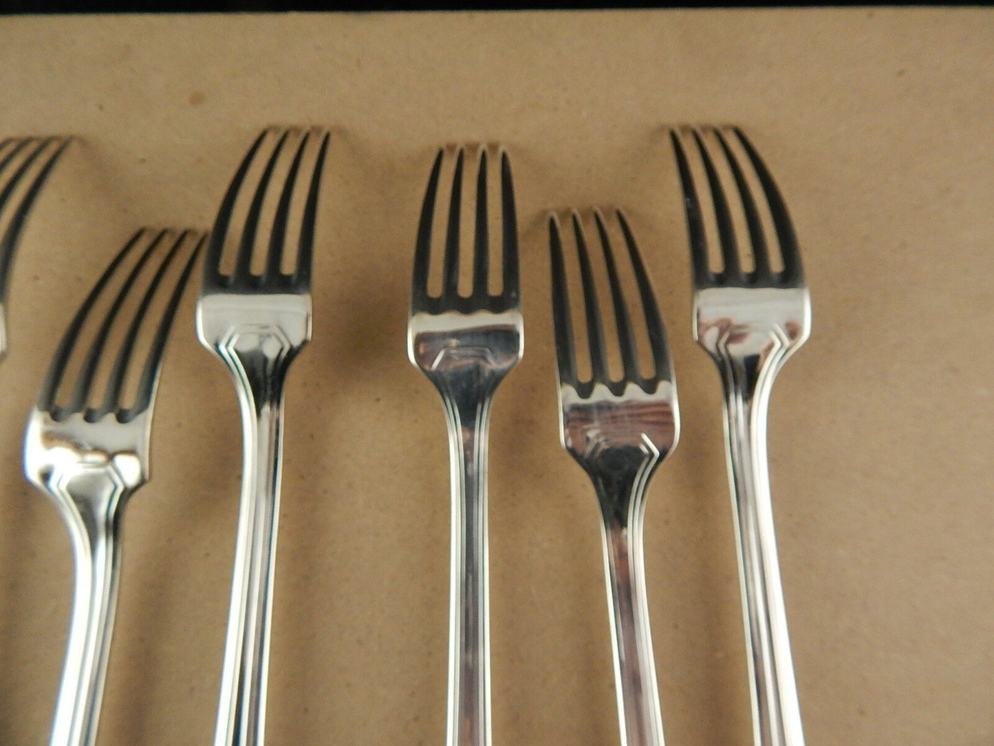 VINTAGE ARGENTERIA SAMBONET G S SET 6 FORCHETTE ARGENTATE MODELLO DECO'