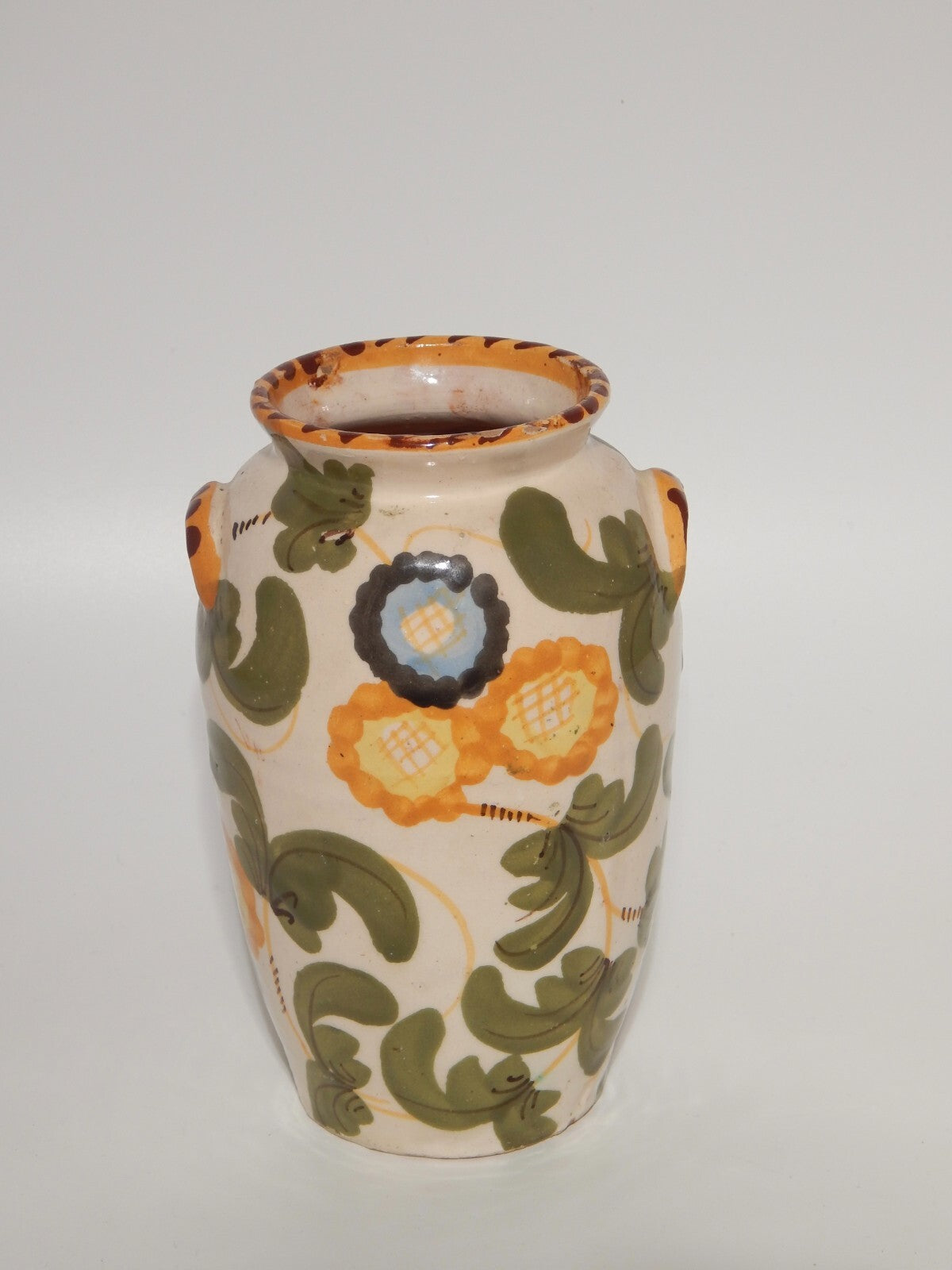 ANTICO ALBARELLO VASO MAIOLICA PROBABILE CERAMICA CANTAGALLI FIRENZE FINE '800