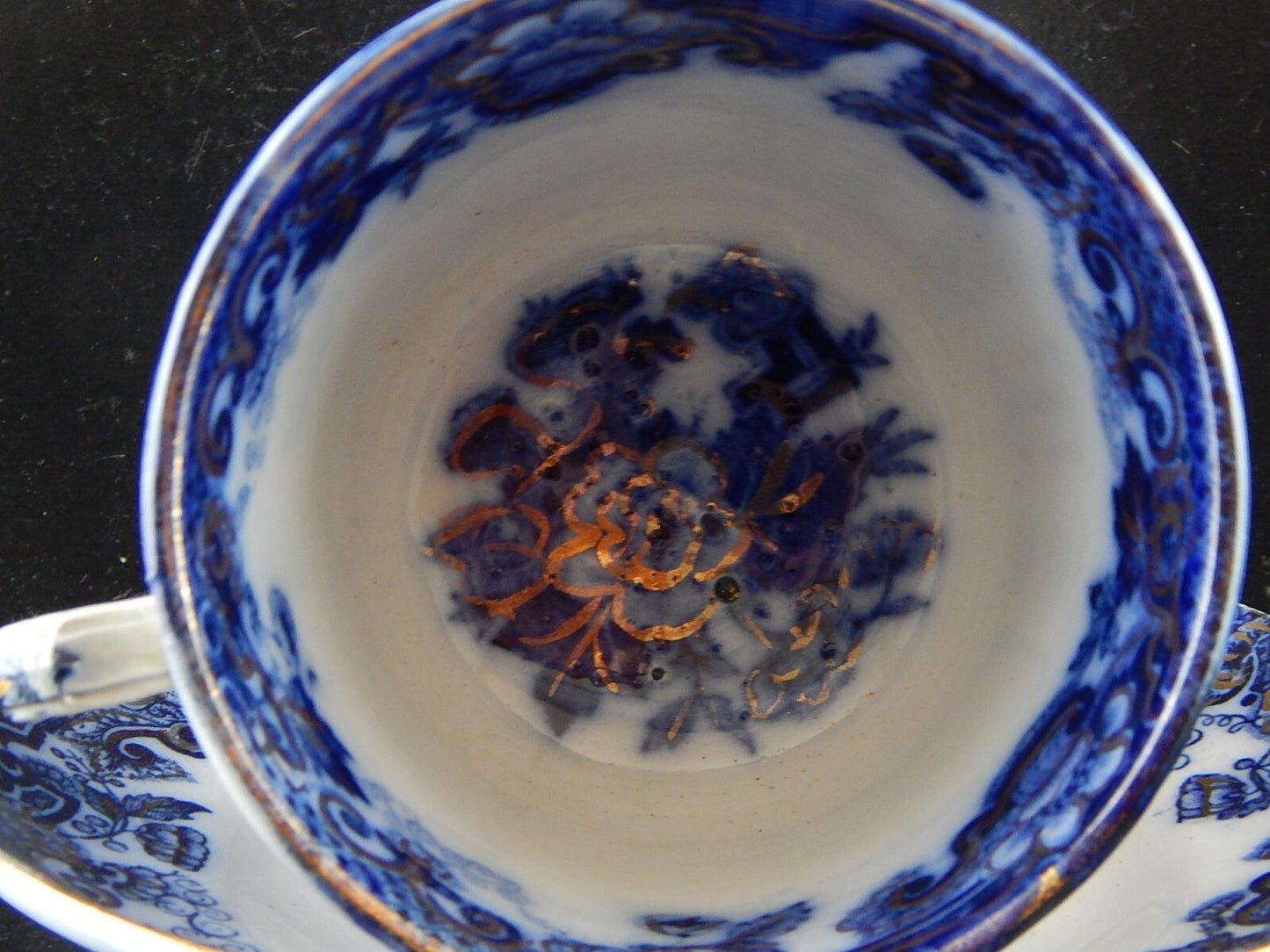 ANTICA RARA TAZZA SCODELLA CERAMICA RICHARD MILANO DECORO JAPON BIANCO BLU E ORO