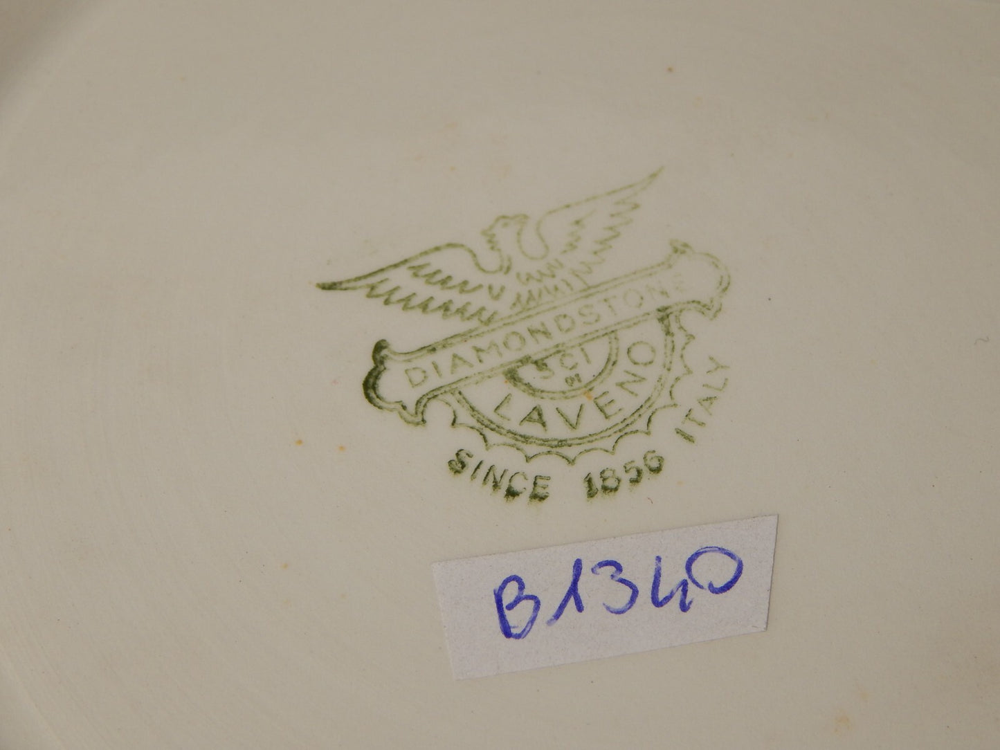 VINTAGE ZUPPIERA LEGUMIERA CERAMICA S.C.I. LAVENO DIAMONDSTONE BIANCO BLU