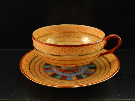 VINTAGE TAZZINA TE' PORCELLANA GIAPPONE KUTANI THOUSAND FACES DIPINTA A MANO