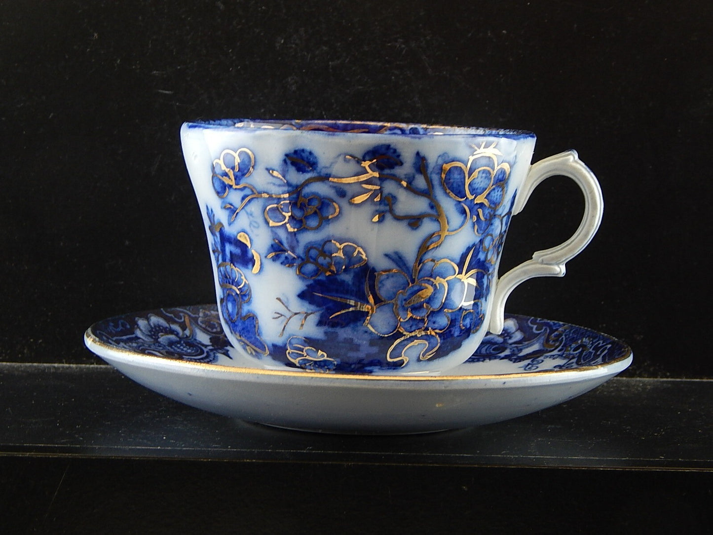 ANTICA RARA TAZZA SCODELLA CERAMICA RICHARD MILANO DECORO JAPON BIANCO BLU E ORO