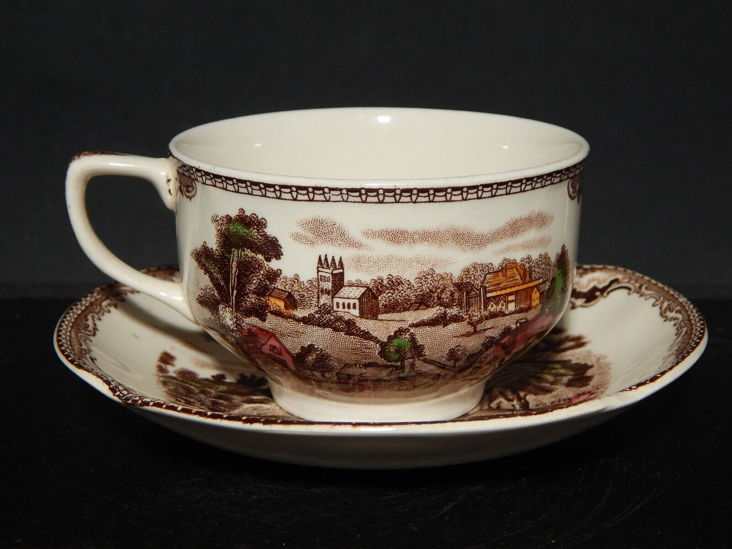 ANTICA TAZZA TE' PORCELLANA JOHNSON BROS OLD BRITAIN CASTLE MULTICOLOR DIFETTO