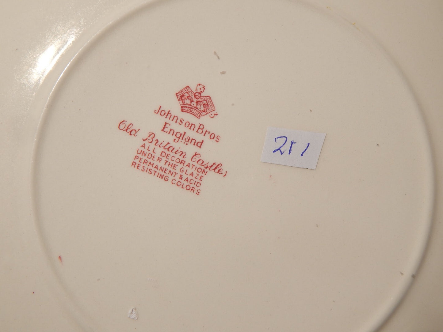 VINTAGE JOHNSON BROS OLD BRITAIN CASTLE PIATTO QUADRATO SEMI PORCELLANA ROSSO