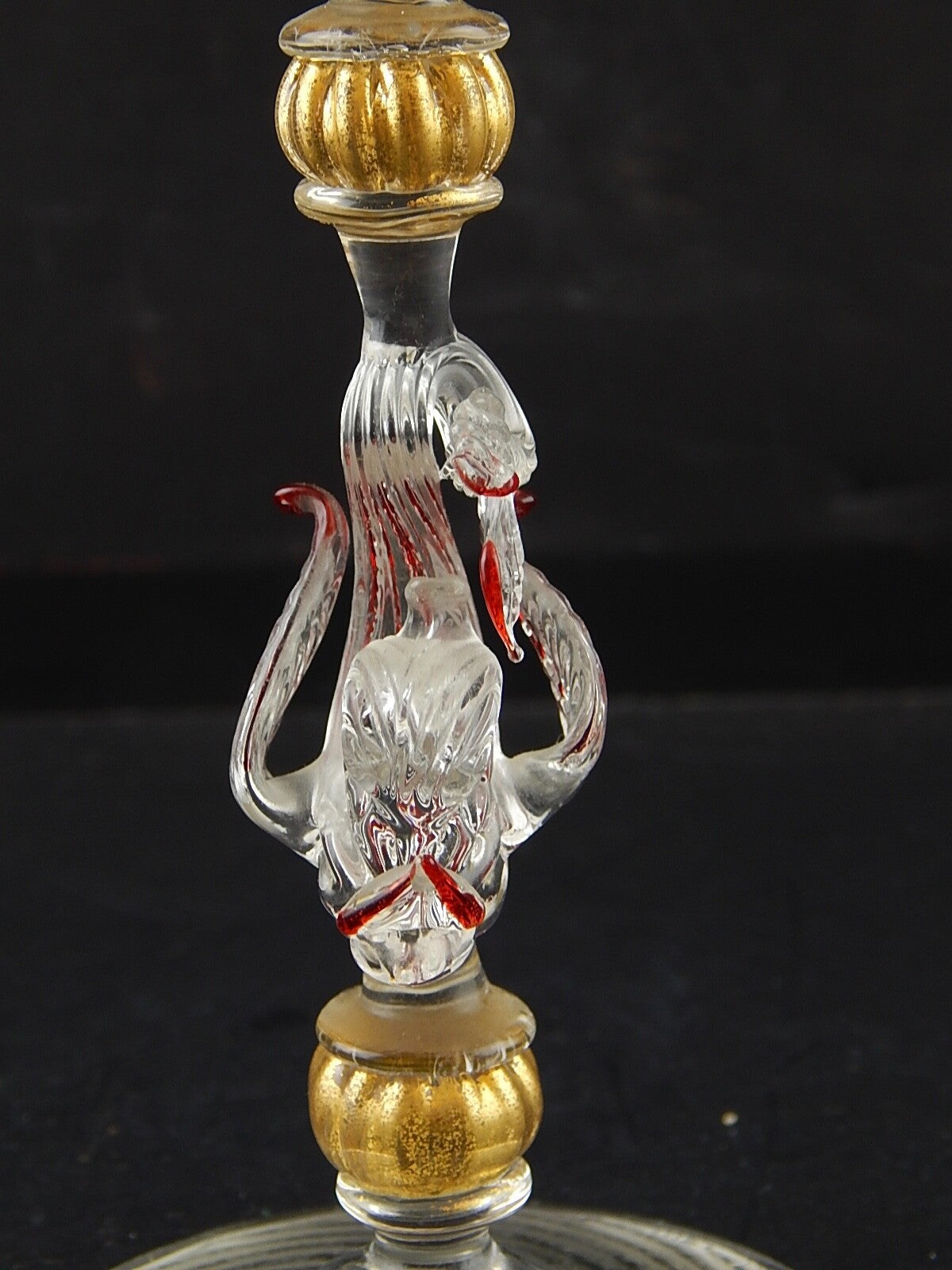 TIPETTO CALICE MURANO VETRO SOFFIATO RIGATO PESCE FIRMATO CORTELLA & BALLARIN #