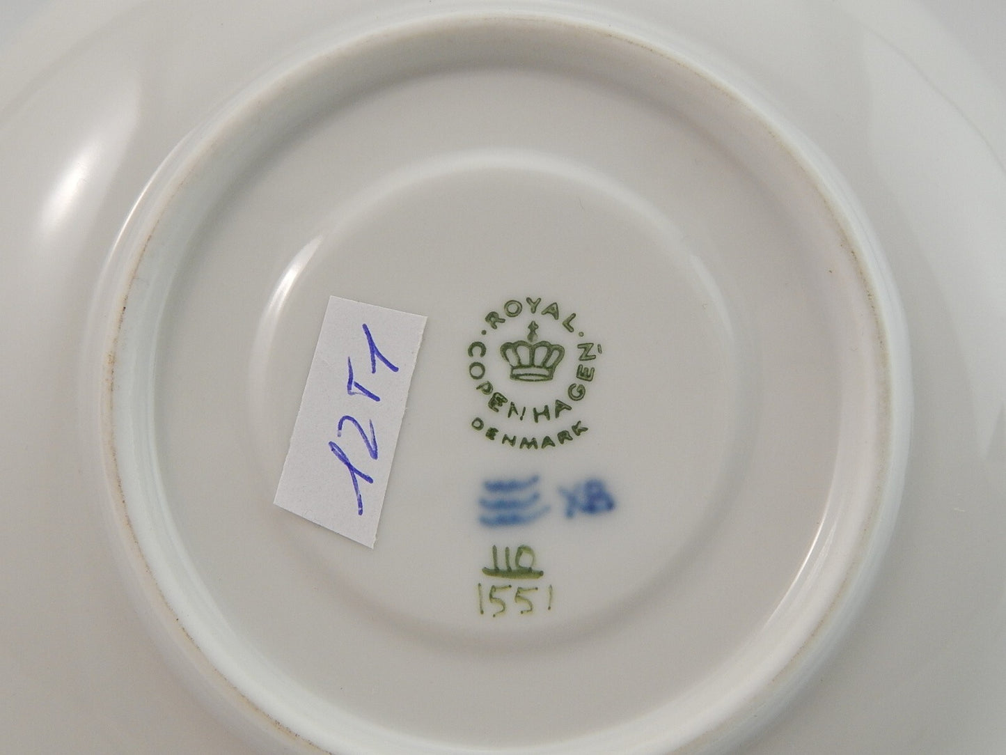 VINTAGE TAZZA DA TE' ROYAL COPENHAGEN FIORI VERDI GREEN FLOWER CURVED TEA CUP