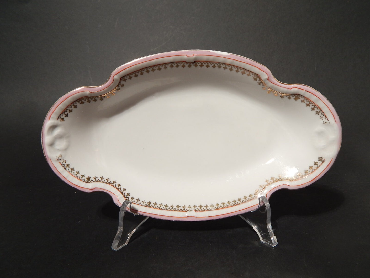 ANTICA RAVIERA VASSOIO PORCELLANA GINORI LIBERTY DECORO ROSA E ORO DIFETTO