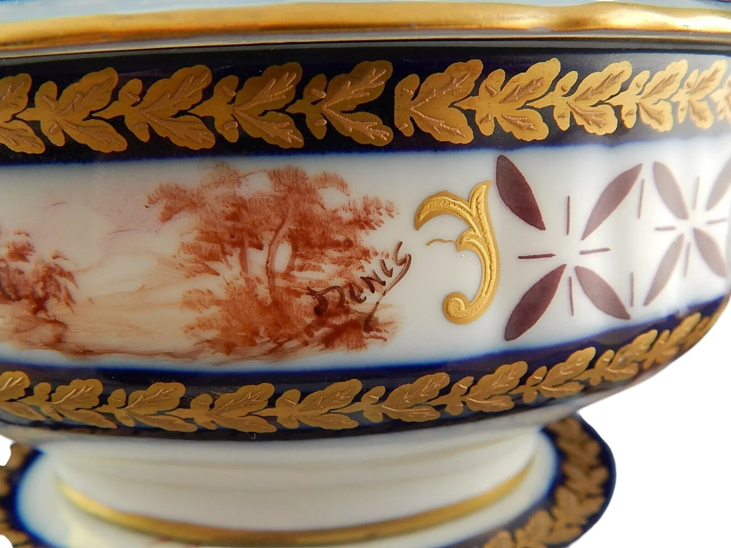 ANTICA 1922 SALSIERA PICCOLA ZUPPIERA PORCELLANA MARCHIO SEVRES DECORATORE DENIS