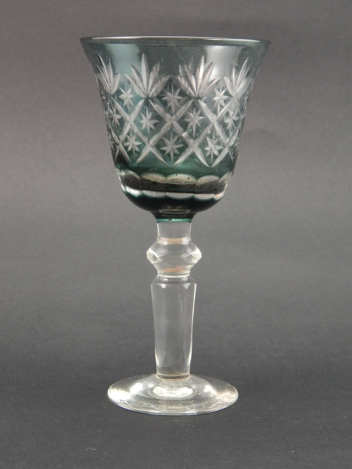 ANTICO PREZIOSO BICCHIERE CALICE CRISTALLO MOLATO BOEMIA