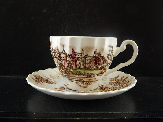 VINTAGE SEMI PORCELLANA JOHNSON BROS COLLEZIONE ANCIENT TOWERS TAZZA DA TE'