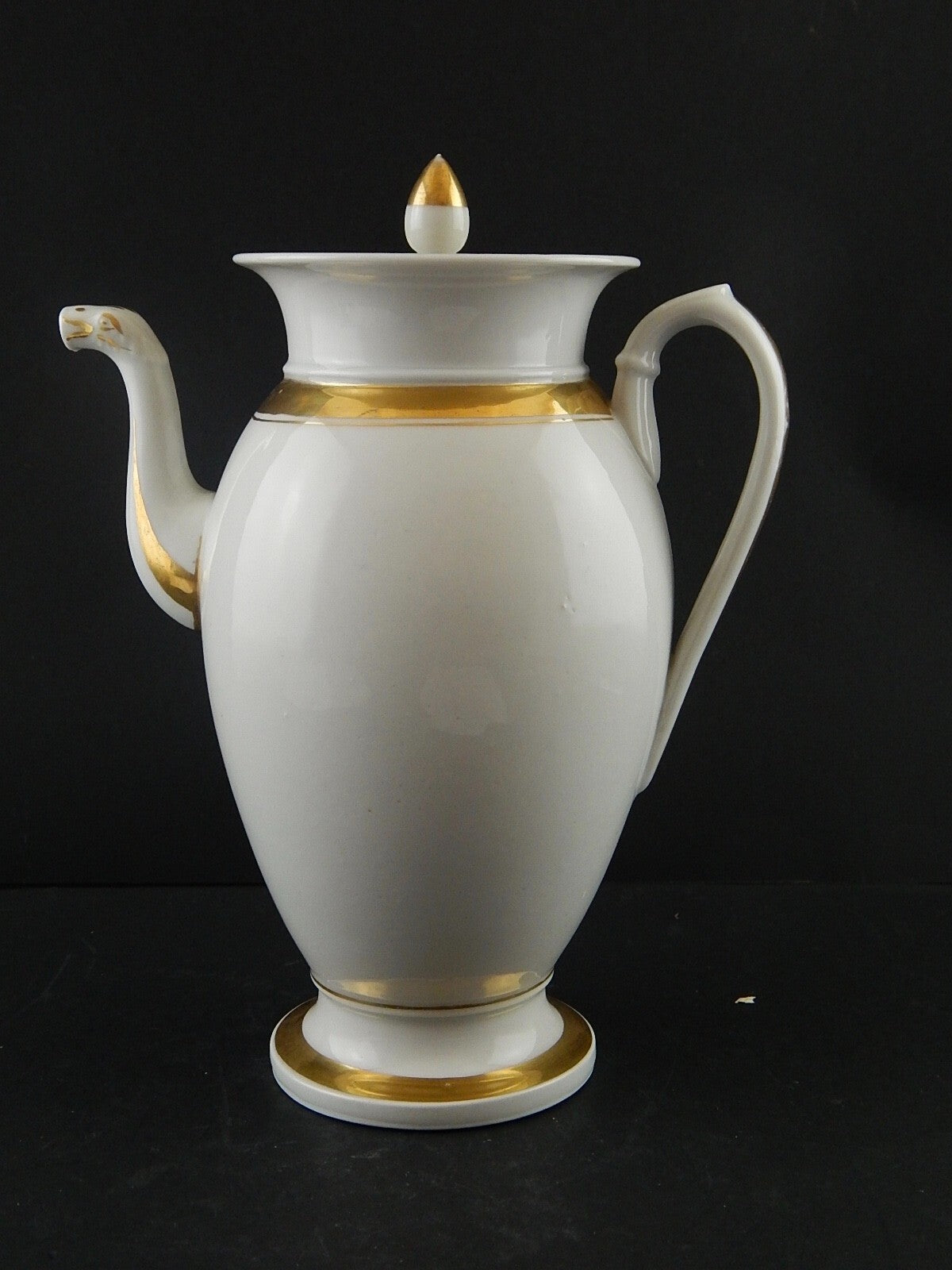 ANTICA RARA PREZIOSA CAFFETTIERA IMPERO PORCELLANA BIANCA ORO INIZIO 1800