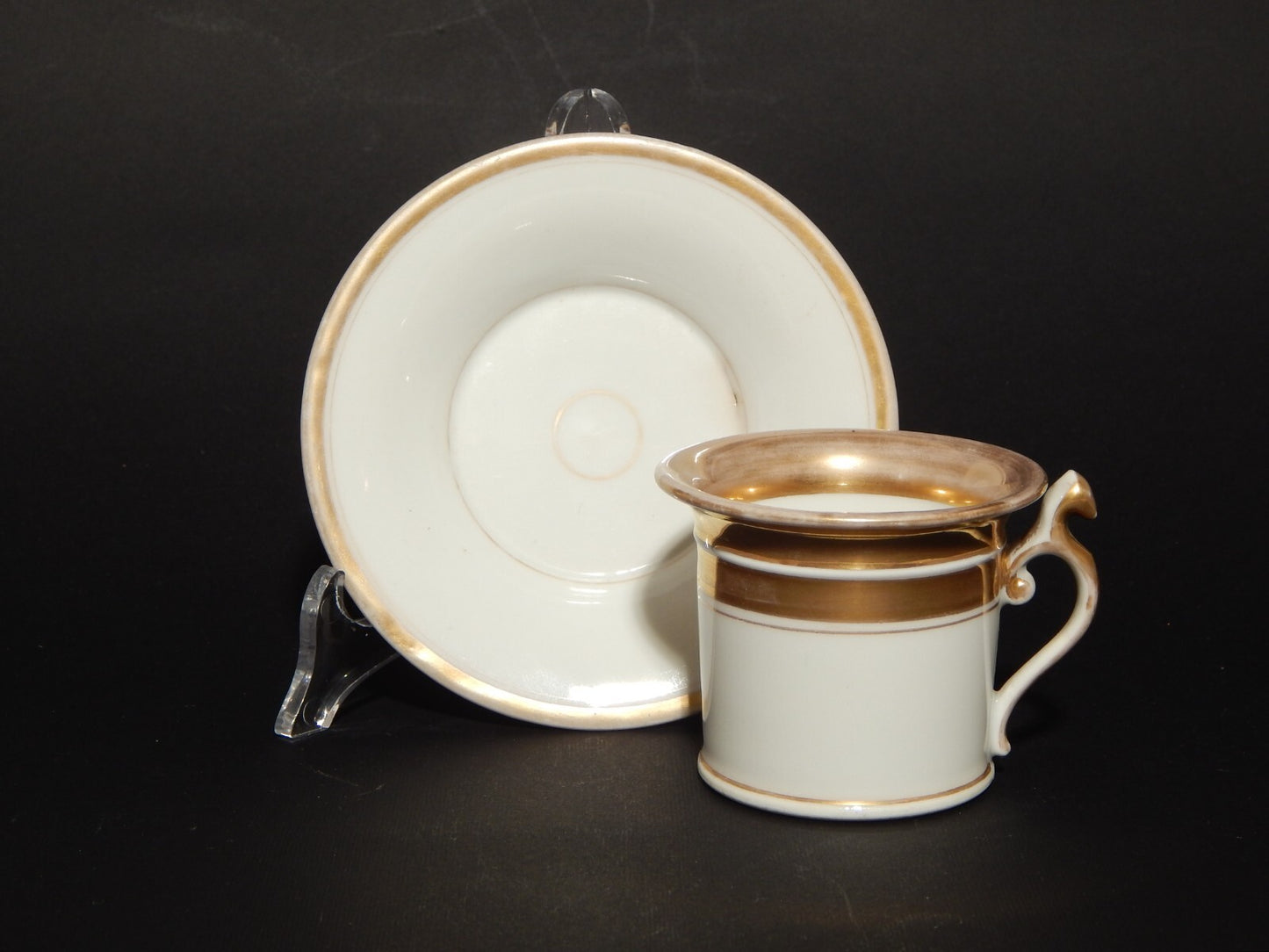 ANTICA PREZIOSA TAZZA PORCELLANA BIANCA E ORO IMPERO GINORI DOCCIA META' 800