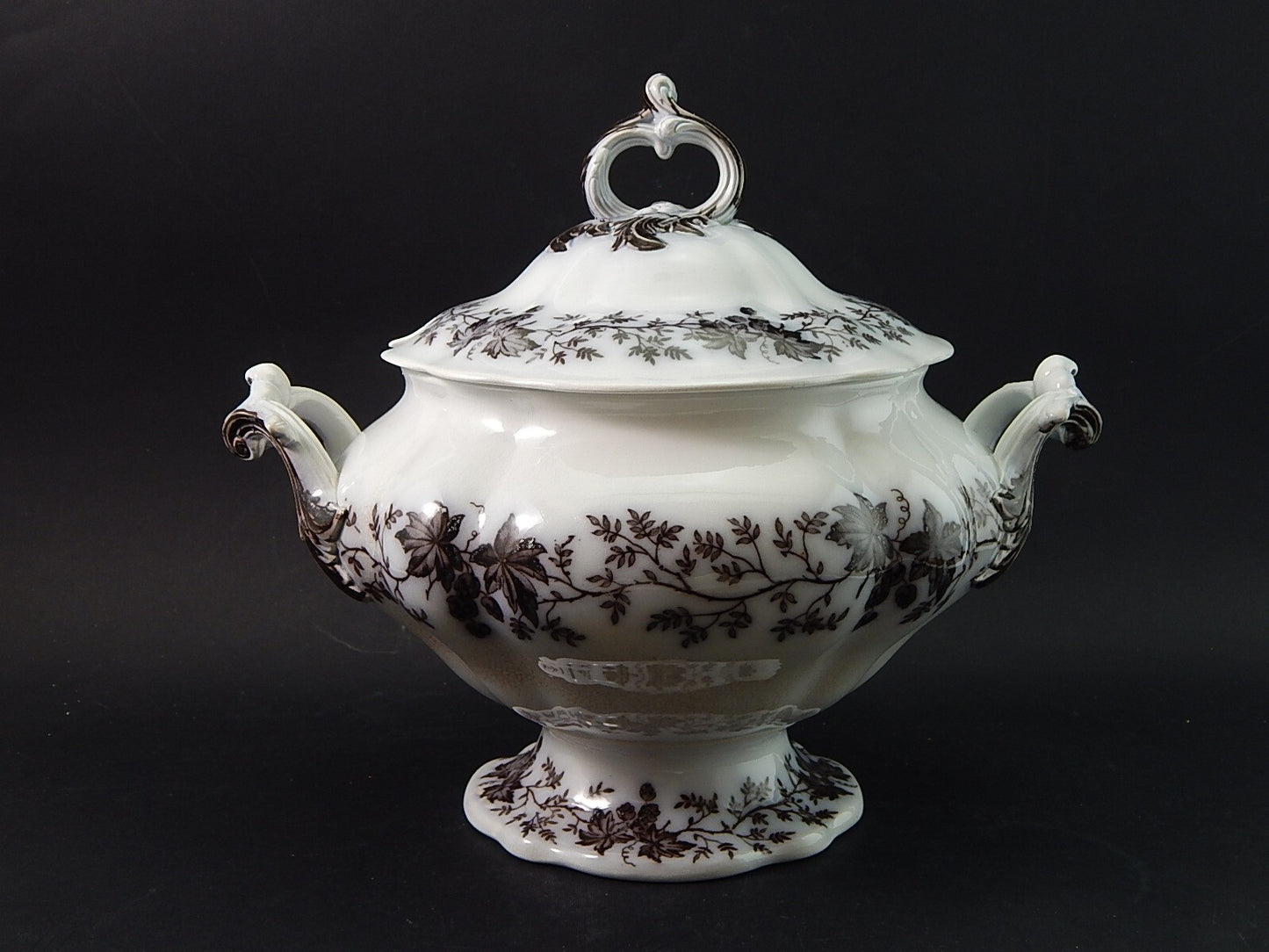 ANTICA RARA ZUPPIERA CENTROTAVOLA CERAMICA SARREGUEMINES U&Cie HUBLON 1800