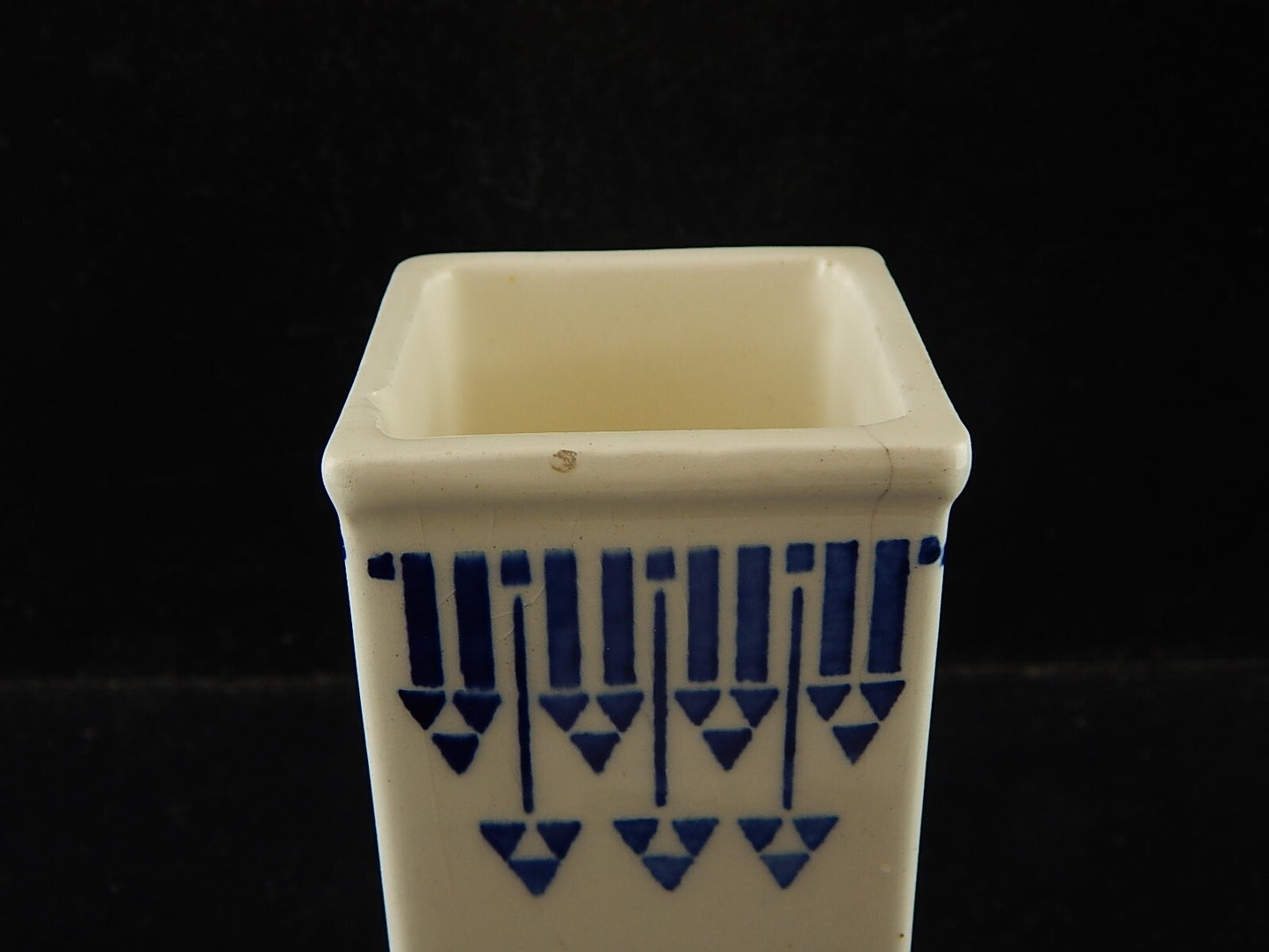 ANTICO BARATTOLO SPEZIE CERAMICA NOCE MOSCATA CUCINA ART DECO 1900 BIANCO BLU