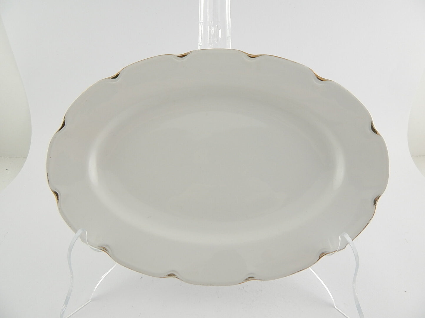 ANTICA RAVIERA PIATTO OVALE PORCELLANA BIANCA CON ORO VERBANO LAVENO DEL1935