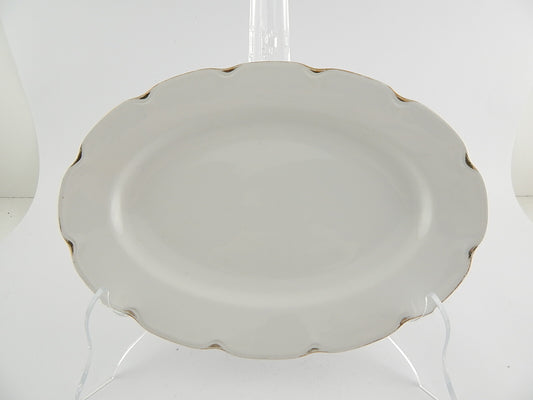 ANTICA RAVIERA PIATTO OVALE PORCELLANA BIANCA CON ORO VERBANO LAVENO DEL1935