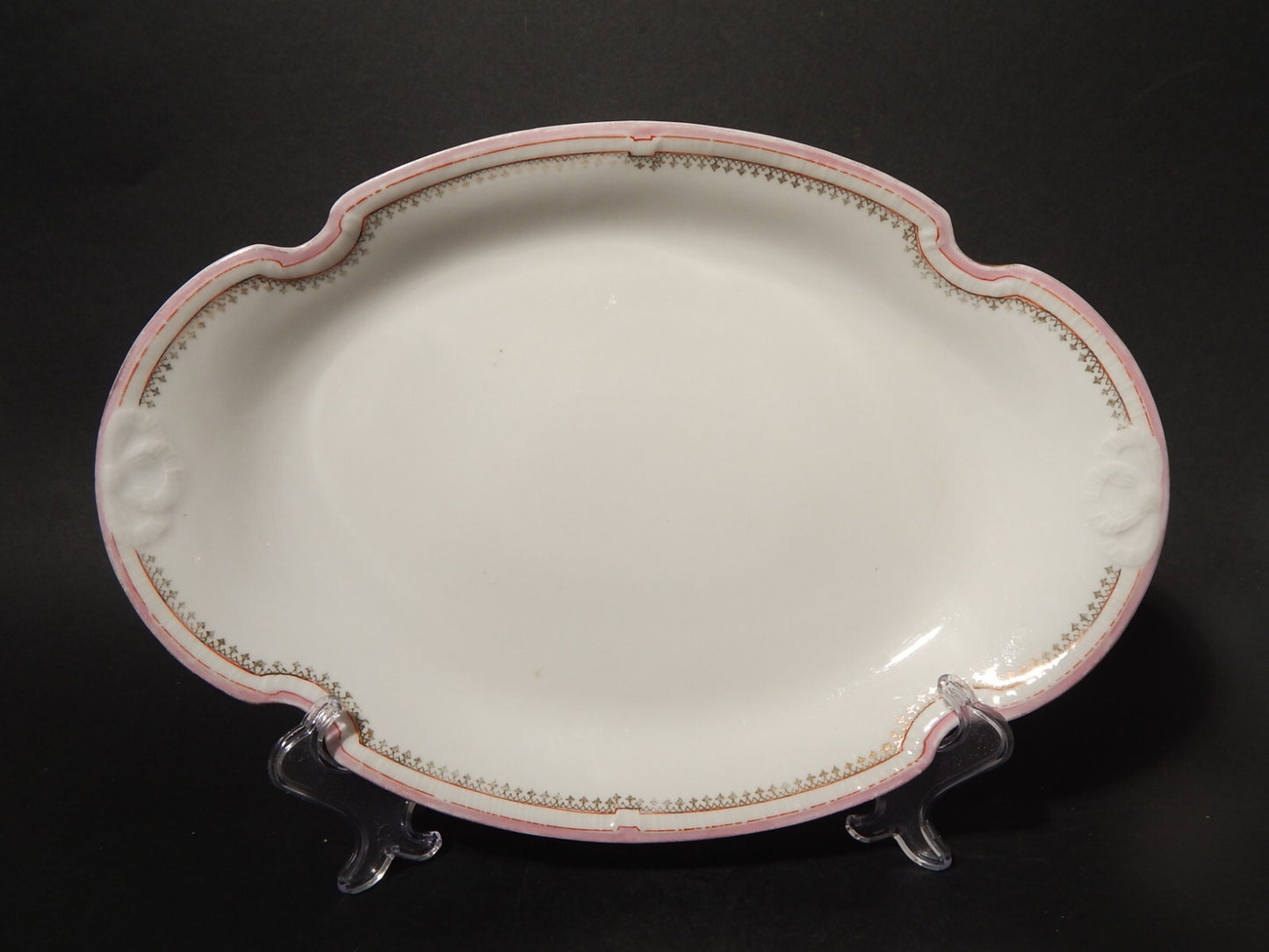 ANTICA VASSOIO PORCELLANA GINORI LIBERTY DECORO ROSA E ORO DIFETTO #916