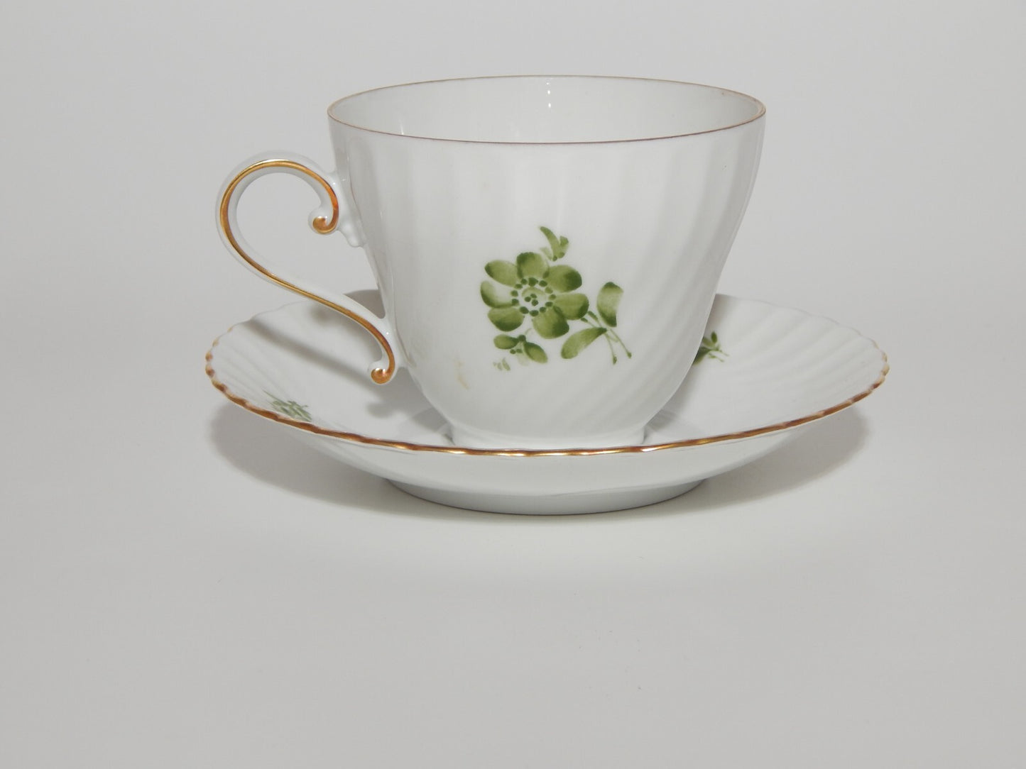 PREZIOSO VINTAGE SERVIZIO DA TE' PORCELLANA TEDESCA KAISER BOUQUET FIORI VERDE