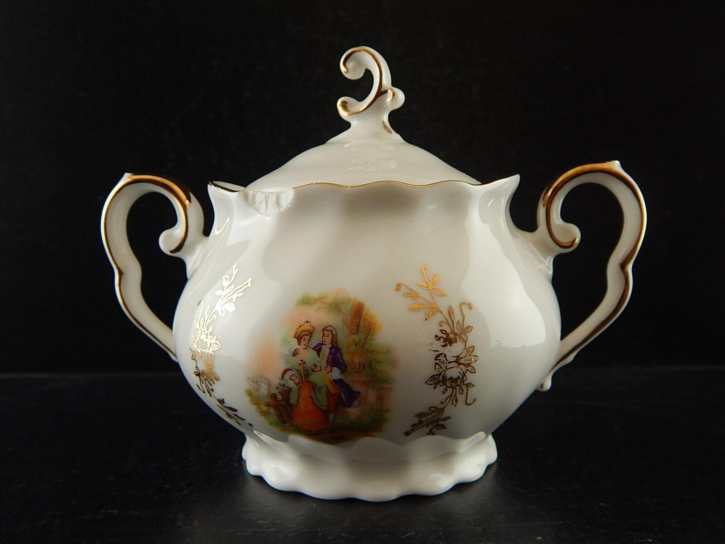 ANTICA ROCAILLE ZUCCHERIERA PORCELLANA RHEINPFALZ HARTPORZELLAN BAVARIA DIFETTO