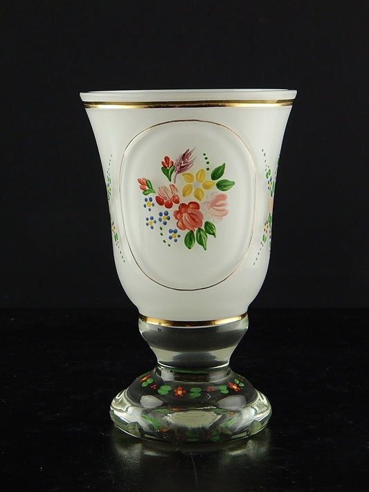 ANTICO BICCHIERE BOCCALE CRISTALLO MOLATO INCISO BOEMIA BIEDERMEIER INCAMICIATO*